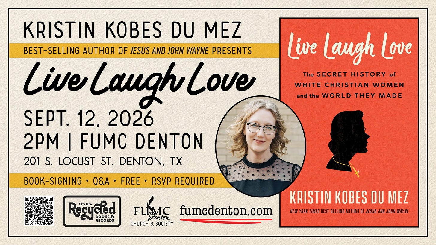 Kristin Kobes Du Mez: Live, Laugh, Love Book Tour — First United Methodist  Church of Denton