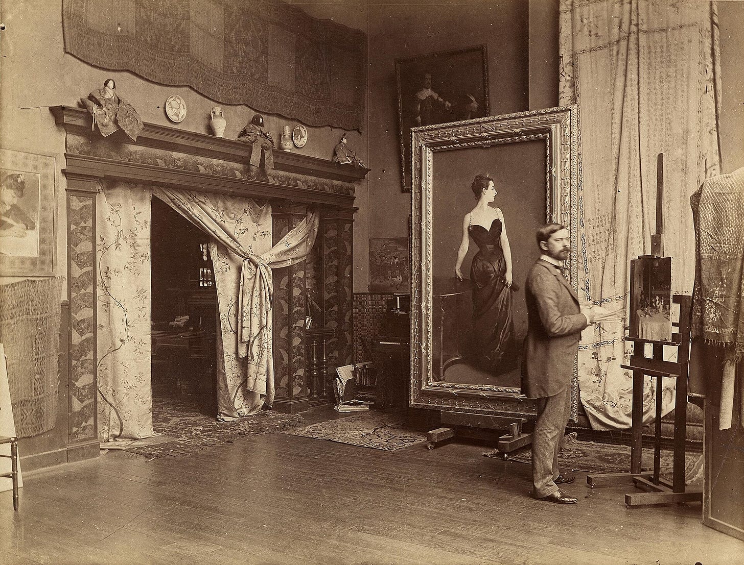 John Singer Sargent painting in his studio John Singer Sargent painting in his studio