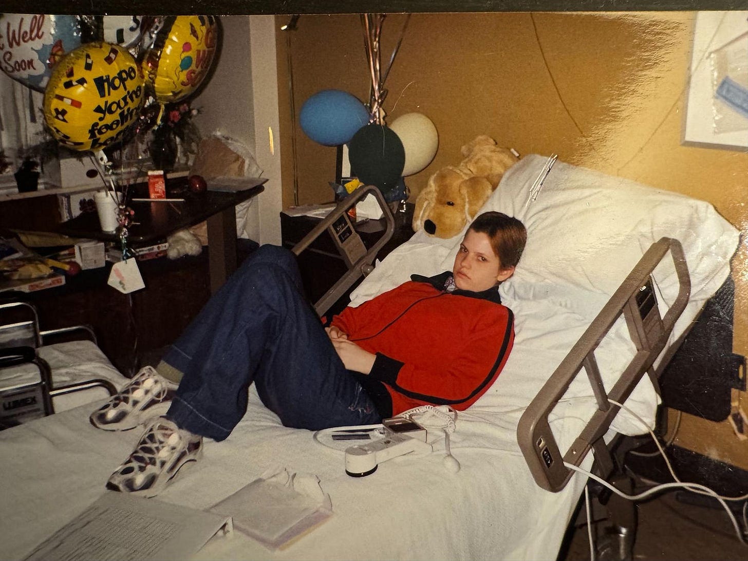 Amy Kraft in the hospital in Connecticut shortly after the accident. Author's own picture.