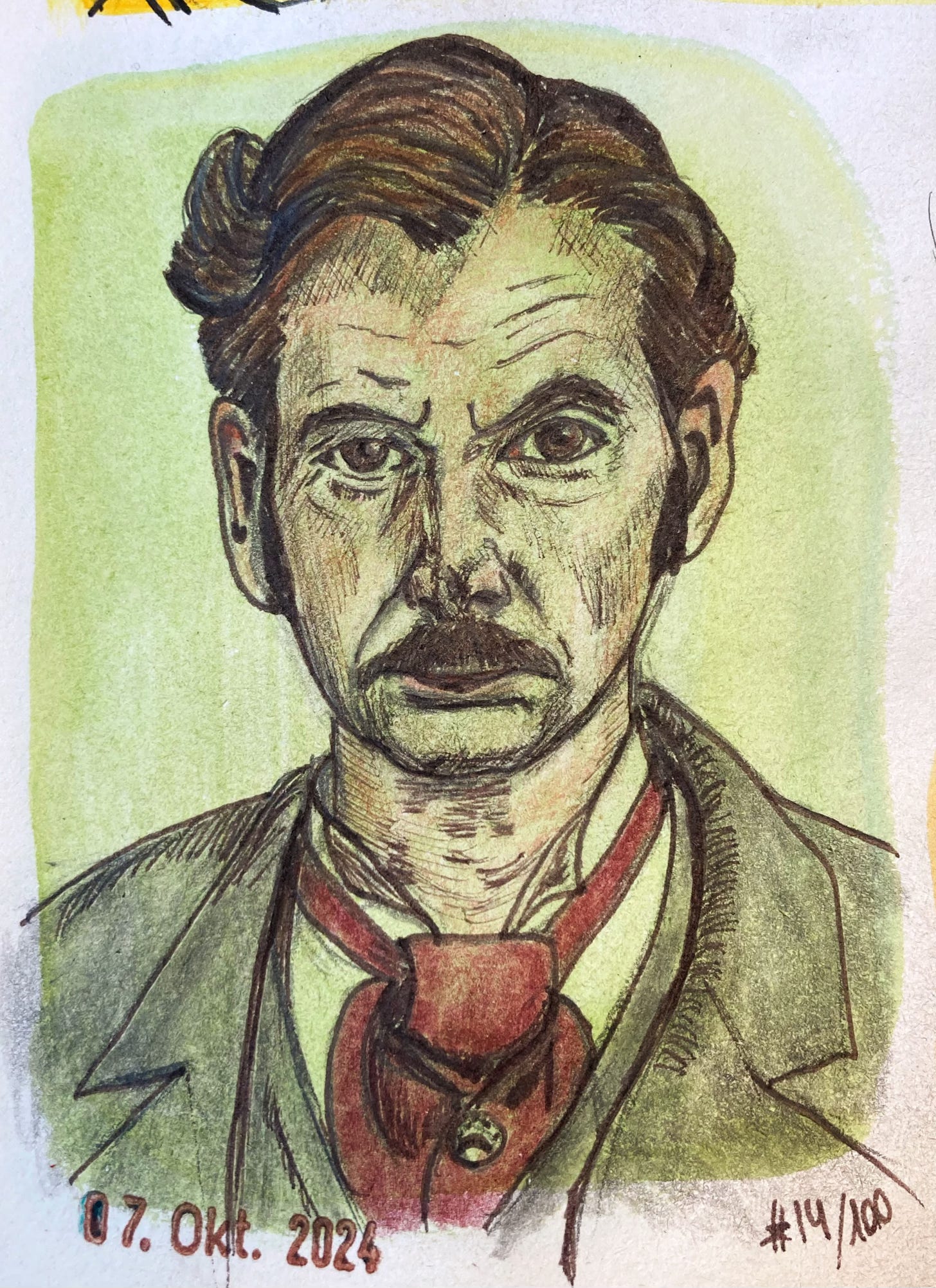 Sketch portrait of David Tennant for Inktober 2024 prompt "Passport".