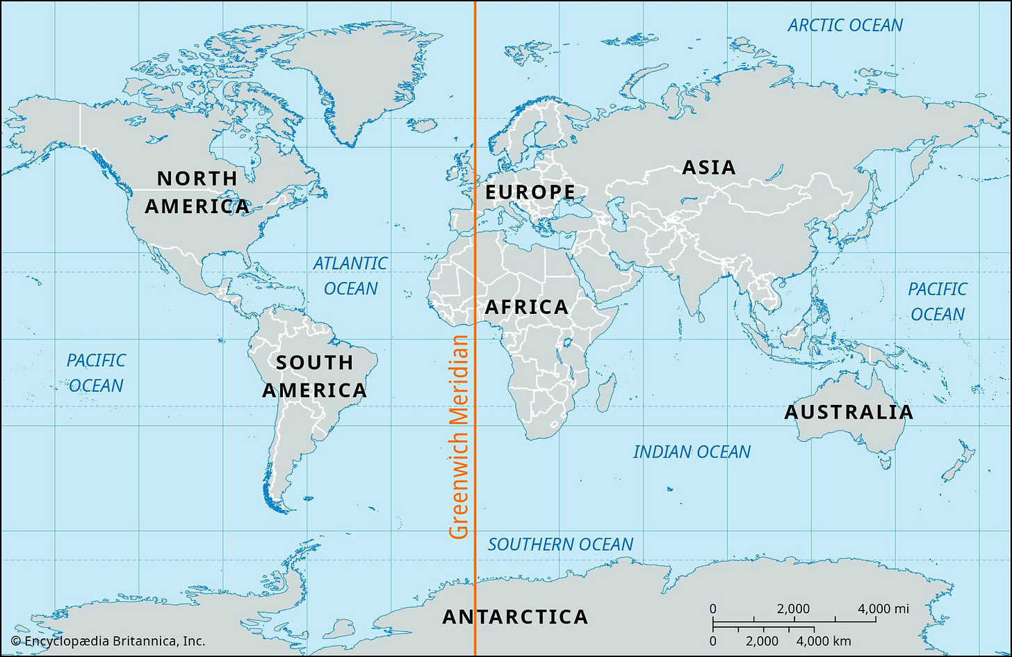 Greenwich meridian | Definition, History, Location, Map, & Facts |  Britannica