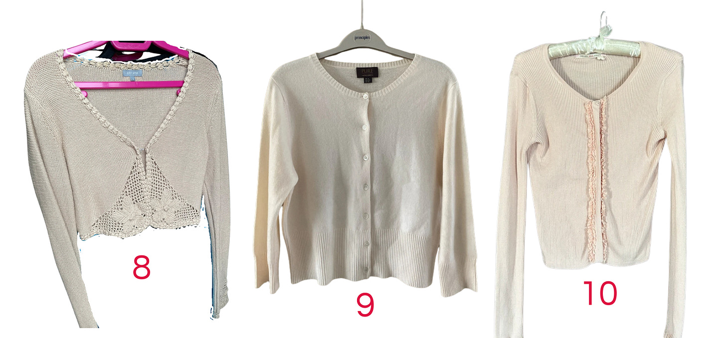 Three cream coloured cardigans