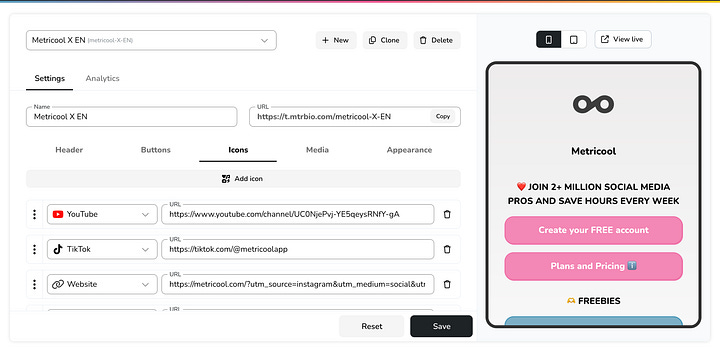 Metricool Screenshots