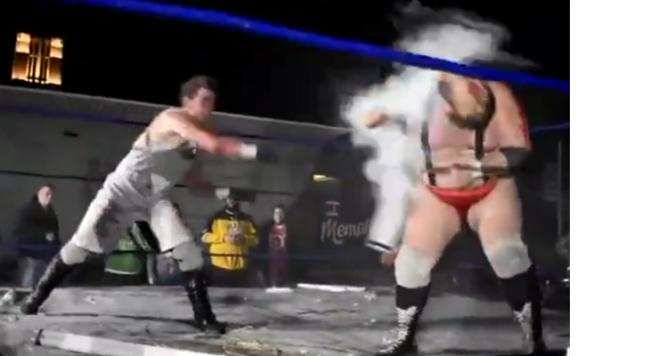 [Screenshot: Radrick throws tube at Rice]