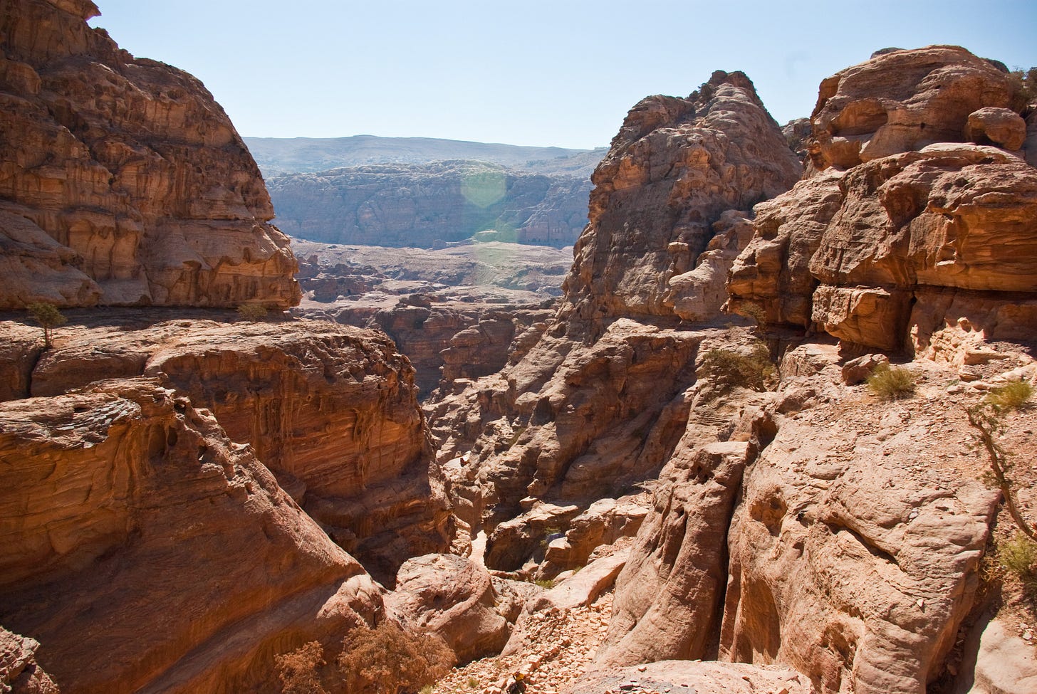 Sandstone formations along the Steps to the High Place — in Petra, Jordan.