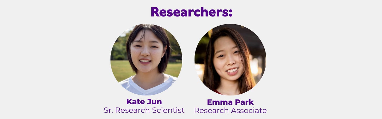 Image. Kate (Hakyung) Jun, Senior Research Scientist; Emma Park, Research Associate Image. Kate (Hakyung) Jun, Senior Research Scientist; Emma Park, Research Associate