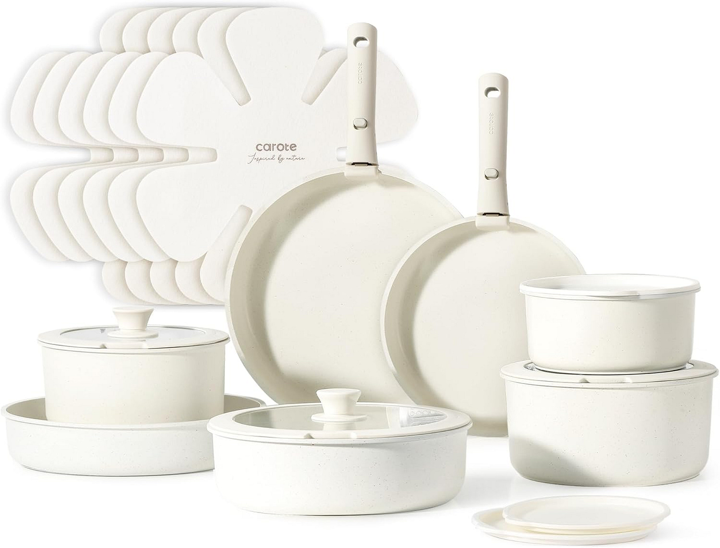 CAROTE 21-Piece Nonstick Cookware Set with Detachable Handles