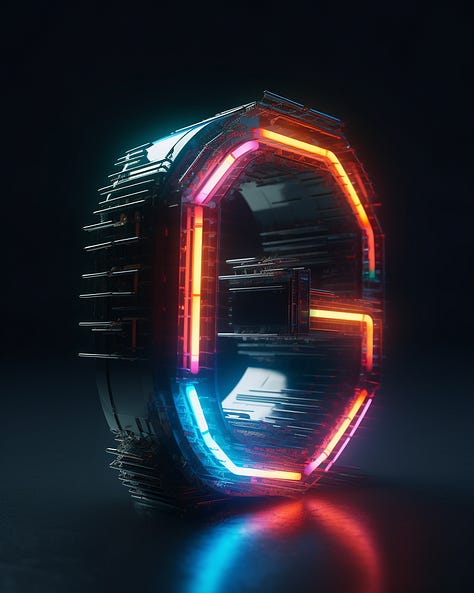 Letters AI generated. Cyberpunk inspiration