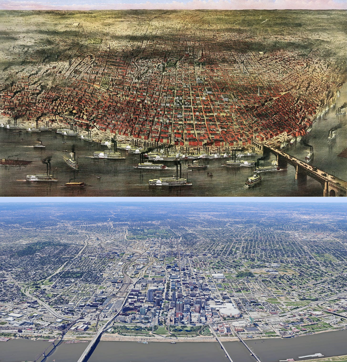 r/OldPhotosInRealLife - St. Louis, MO (USA) - 1874 vs 2024
