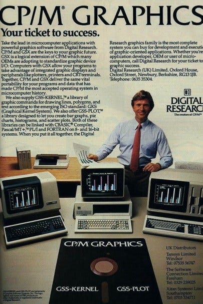 An old UK advertisement of DRI's CP/M An old UK advertisement of DRI's CP/M