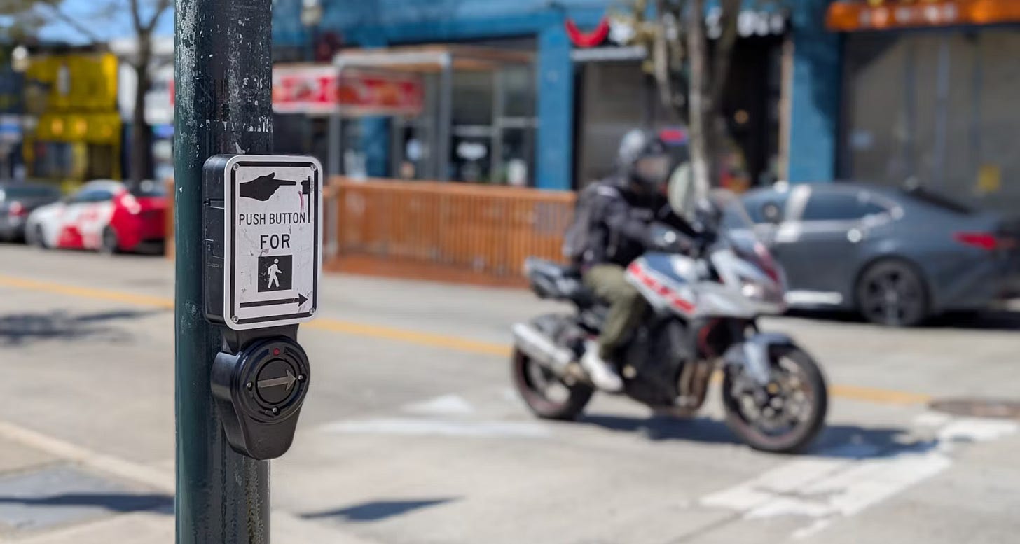 A crosswalk button