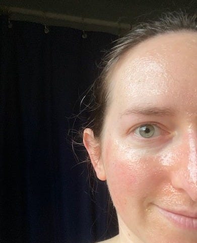 person wearing a honey face mask