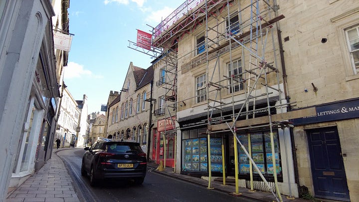 Numbers 29 and 28 Silver Street, Bradford on Avon. Currently Davies and Davies Estate agents and Kingstons estate agents.