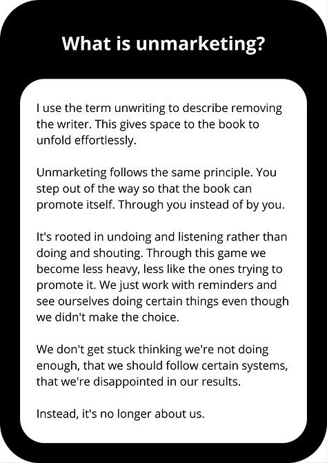 The Unmarketing Game for Books DEMO