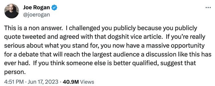 joe rogan reply