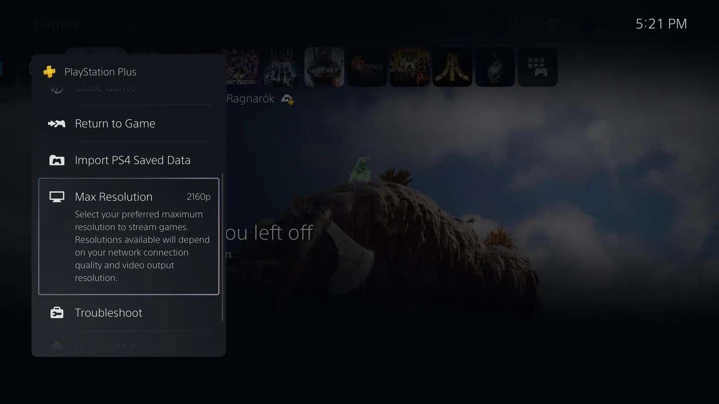 Cloud gaming on PS5