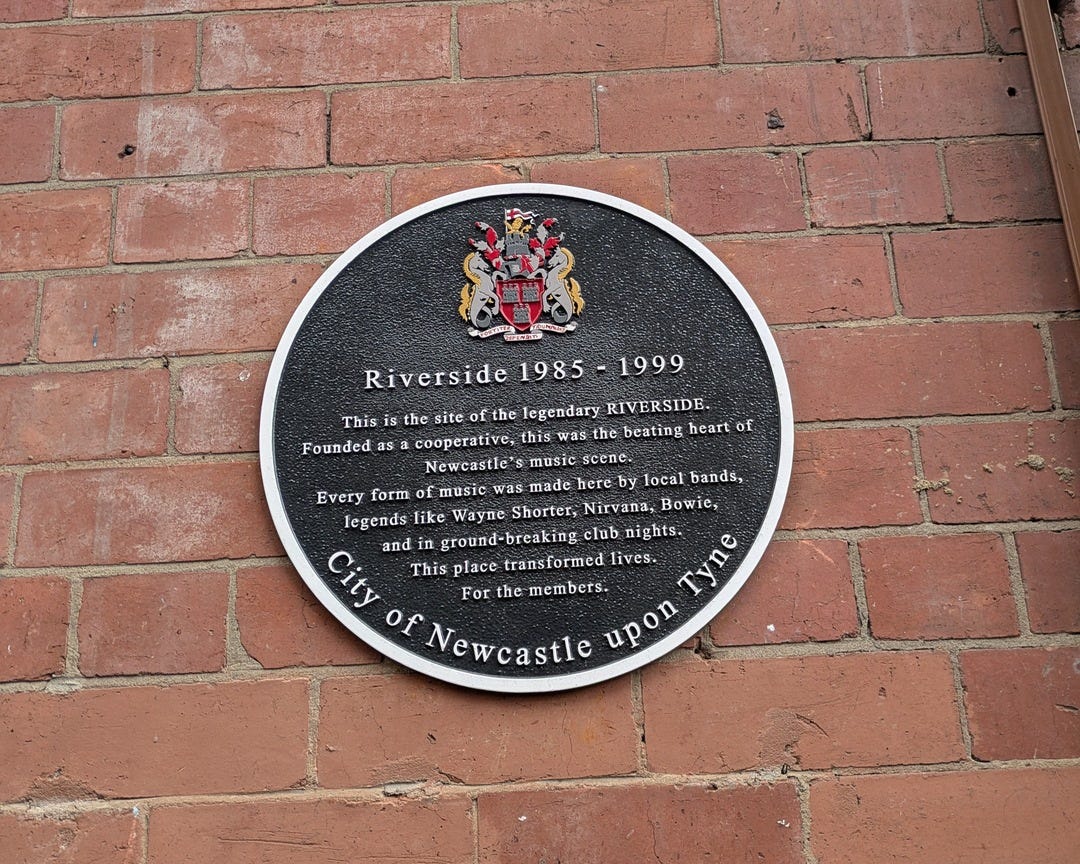 Plaque on the Riverside, Newcastle
