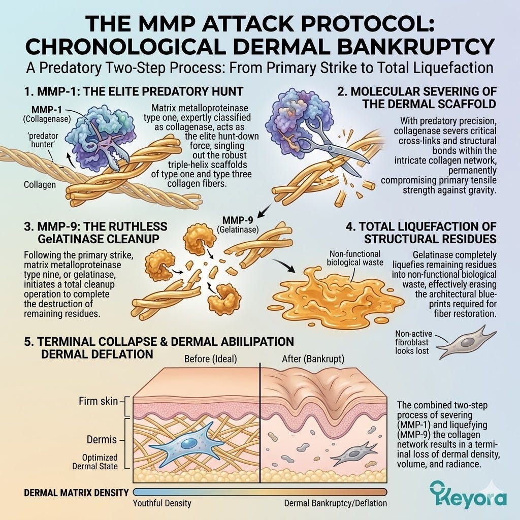 Mechanism of MMP-1 Primary Strike and MMP-9 Cleanup inducing Structural Bankruptcy to liquidate the Four-Drive System and Neurological Sovereignty. Mechanism of MMP-1 Primary Strike and MMP-9 Cleanup inducing Structural Bankruptcy to liquidate the Four-Drive System and Neurological Sovereignty.