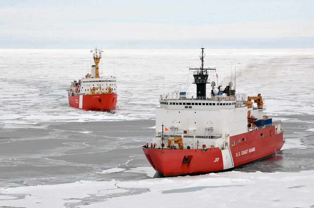 Canadian Ship Louis S. St-Laurent and Coast Guard Cutter Healy in the Arctic Ocean Canadian Ship Louis S. St-Laurent and Coast Guard Cutter Healy in the Arctic Ocean