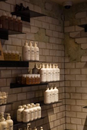 professional skincare products on display for sale