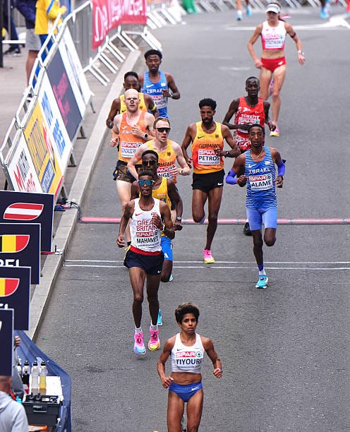 Mahamed Mahamed of Great Britain during the Men's Marathon on day seven of the 2026 European Athletics Championship at Perry Barr's Alexander...