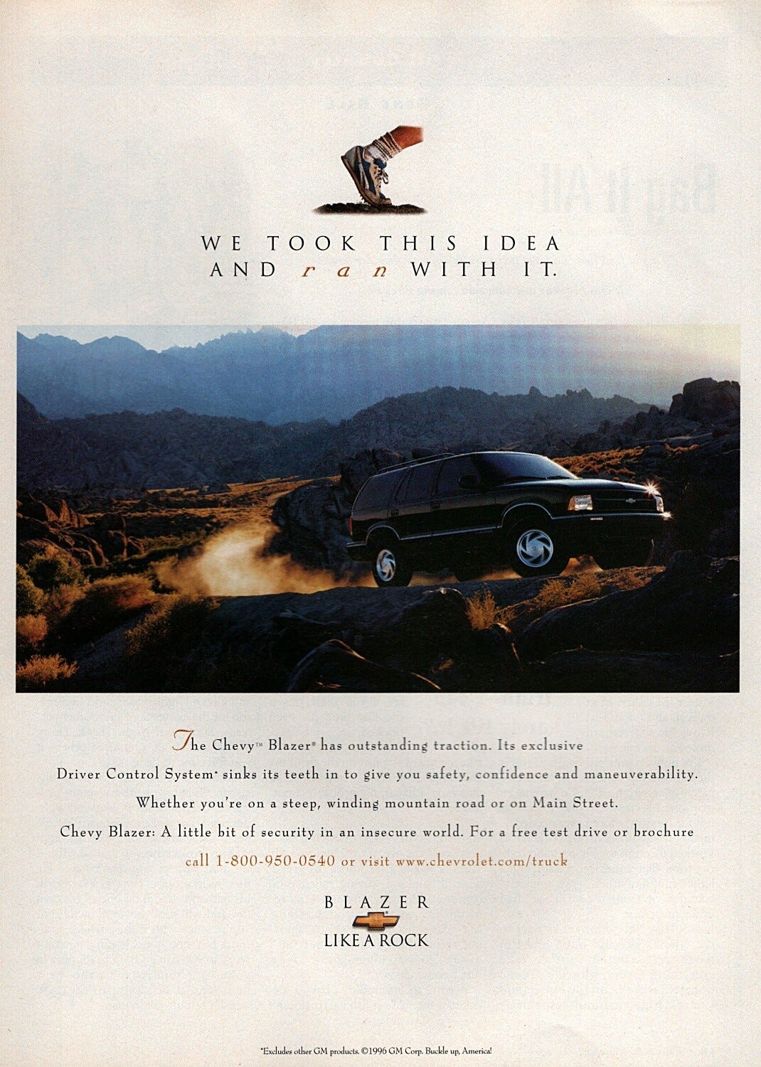 1997 Chevy Blazer "A Little Bit Of Security" Original Color Ad  - Picture 1 of 1