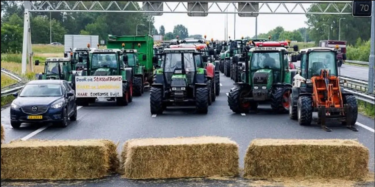 Farmers Fight Back… Tractor Blockades, Burning Hay Bales & Animal Manure Showers
