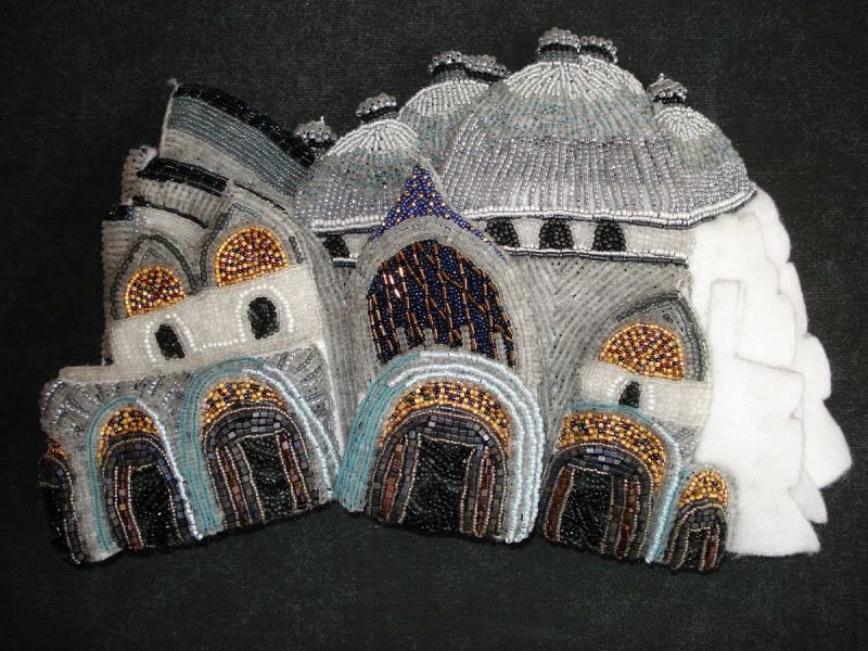 beaded beadwork Save Venice Italy St. Marks Square campanile erosion fiber art Basilica architecture bead embroidery blog relief painting beaded beadwork Save Venice Italy St. Marks Square campanile erosion fiber art Basilica architecture bead embroidery blog relief painting