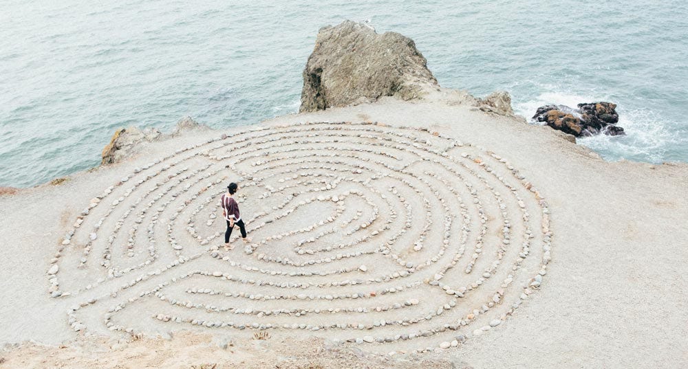 A Greek labryinth is designed to help the person walking gain mindfulness -- a good writing ritual.