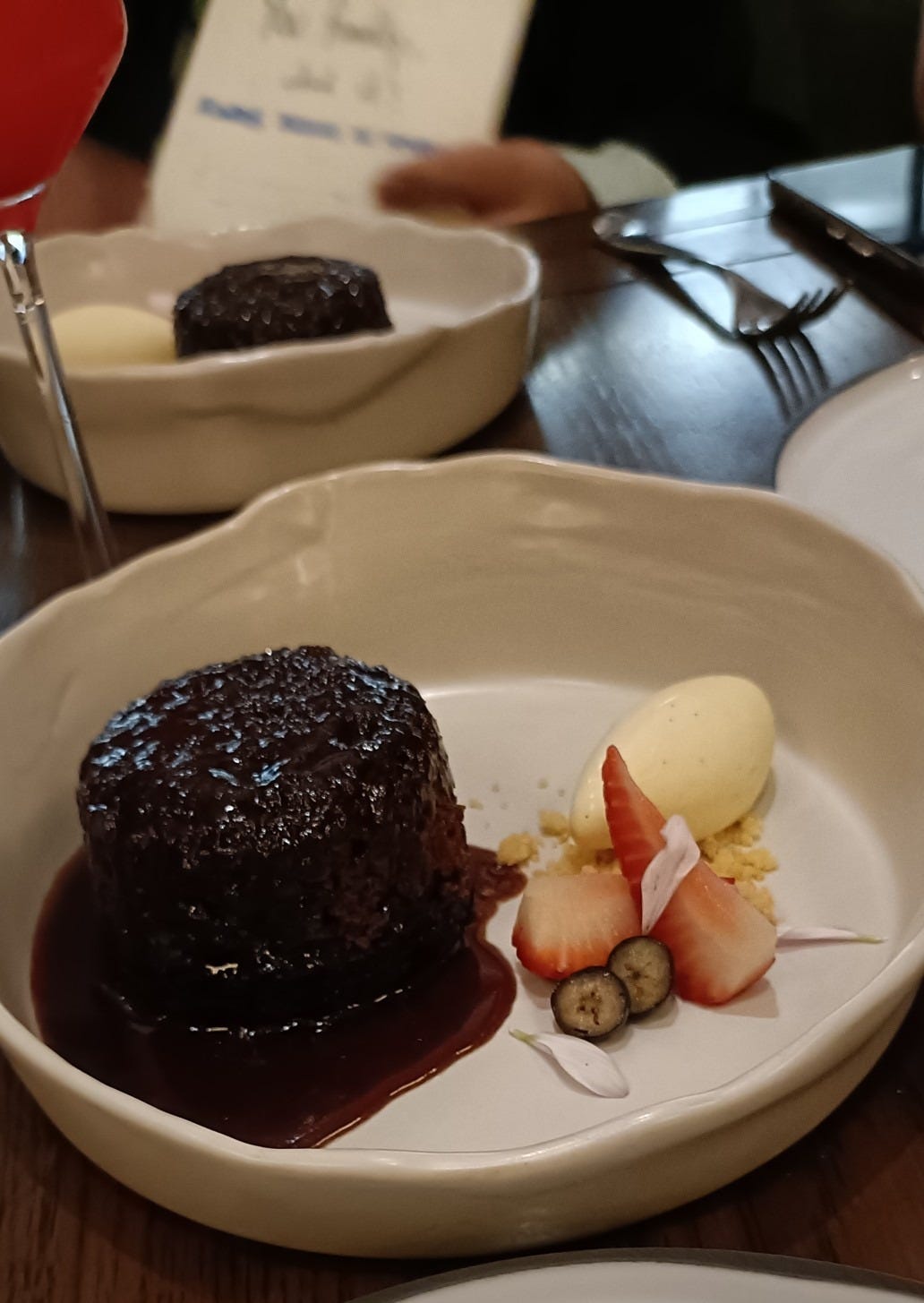 sticky toffee pudding with vanilla ice cream