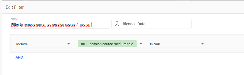 looker studio google use blended data to filter GA4 referral traffic filter