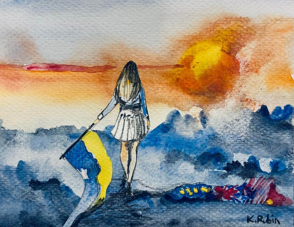 r/Art - Ukraine, Kasia Rubin, watercolor on paper, 2022
