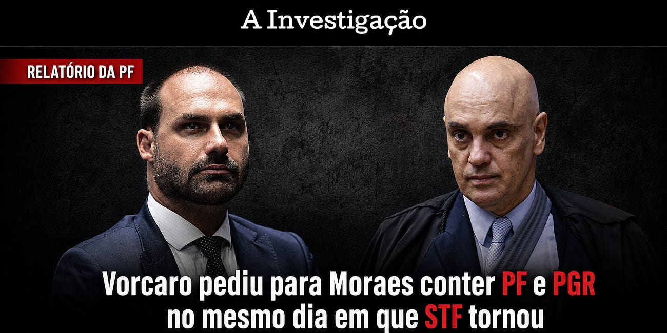 Relatório da PF: Vorcaro pediu para Moraes conter PF e PGR no mesmo dia em que STF tornou Eduardo Bolsonaro réu por coação