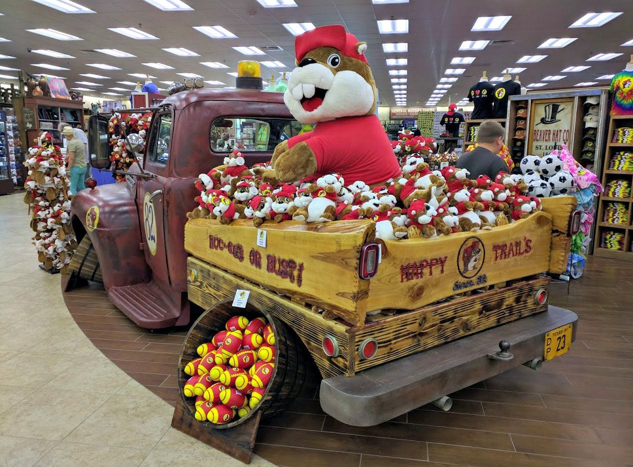 Buc-ee in his native environment Buc-ee in his native environment