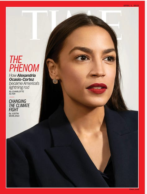 3 images of Alexandria Ocasio-Cortez