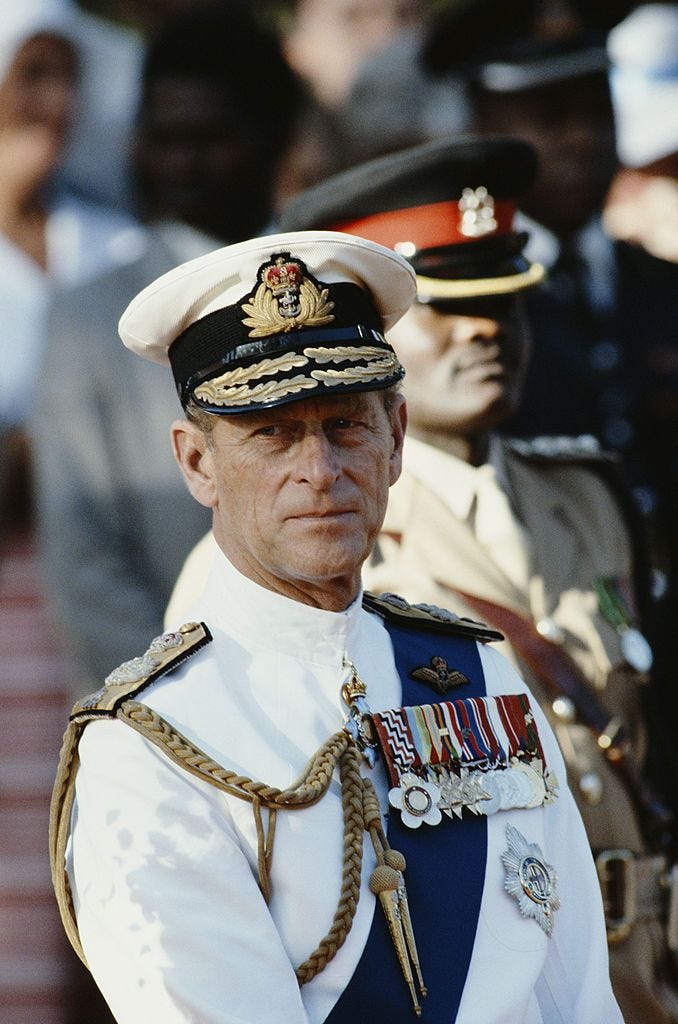 Prince Philip, Duke of Edinburgh in his tropical naval uniform in Papua ...
