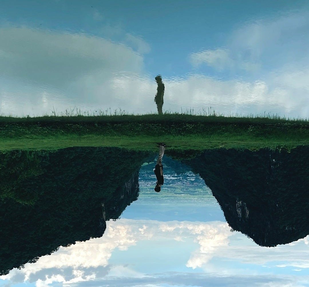 a person standing on top of a cliff