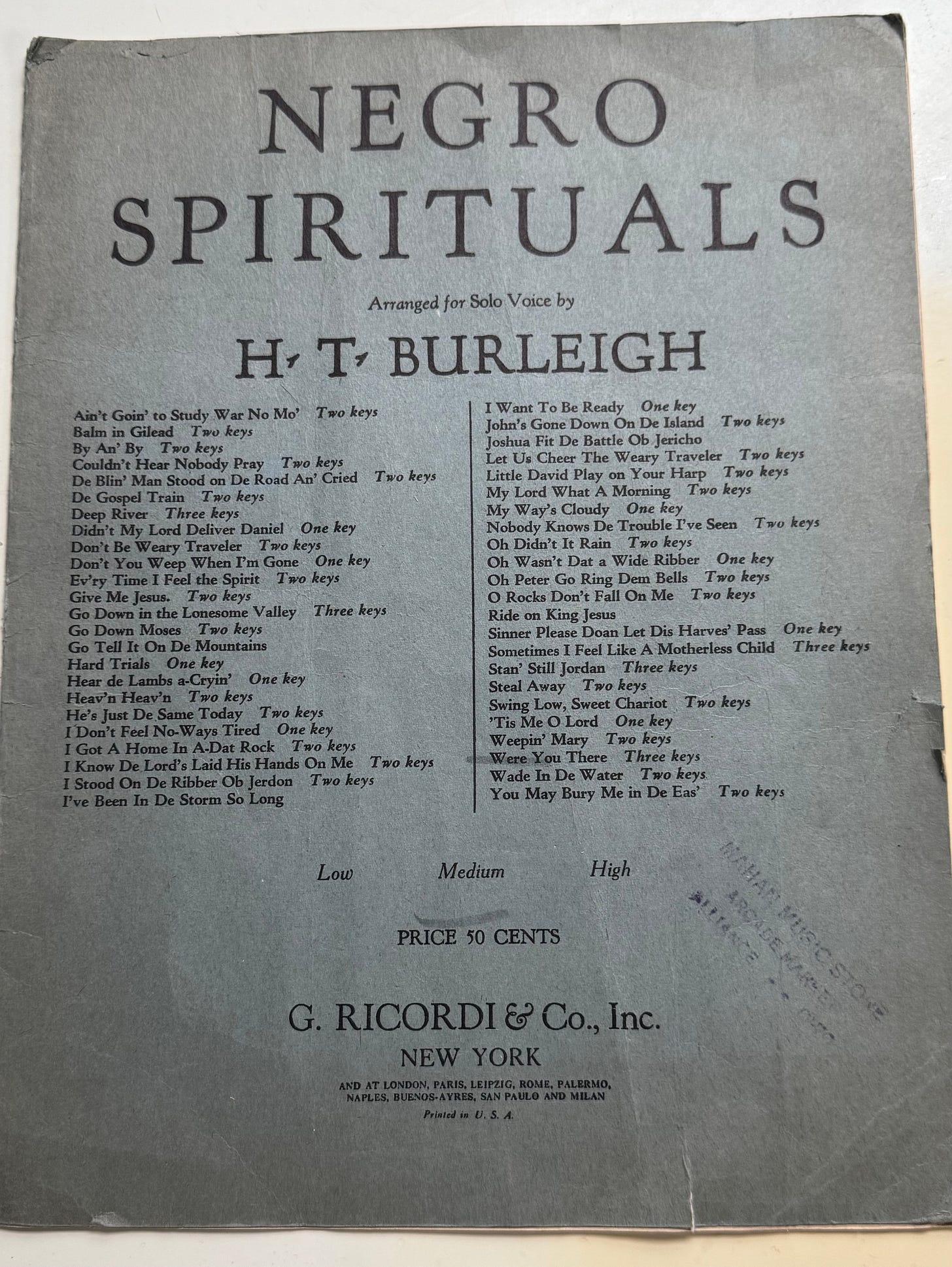 negro spirituals h t burleigh negro spirituals h t burleigh