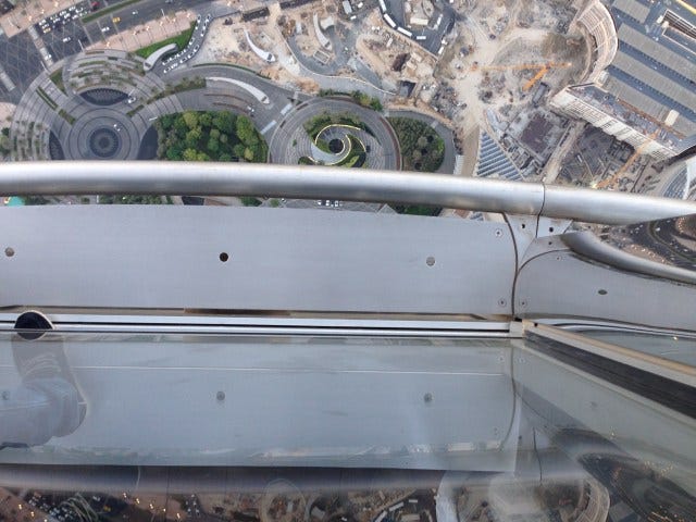 Straight down, camera over the railing Straight down, camera over the railing