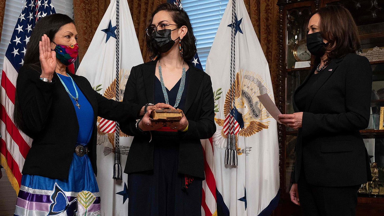 Deb Haaland is sworn in as interior secretary making her first Native  American Cabinet head