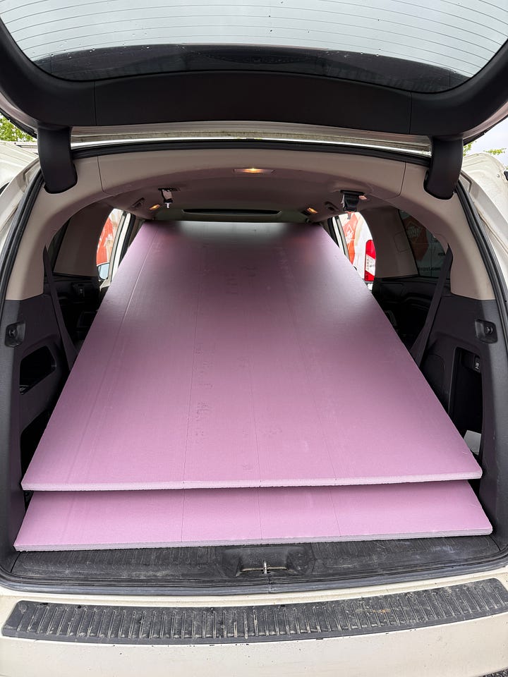 foam insulation, glue, pins, towels