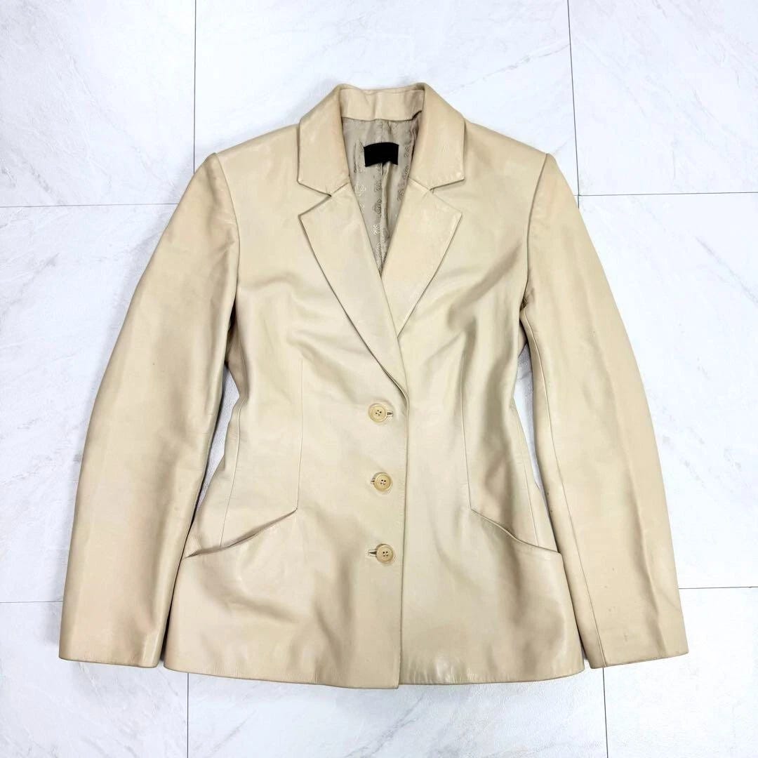 LOEWE Anagram Leather Jacket Lambskin Ivory Size 38 - Picture 1 of 18