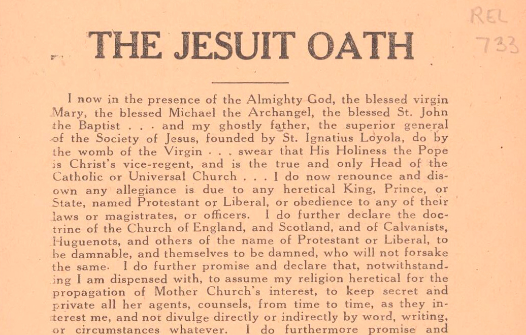 Jesuit Oath from the Jesuit Oath from the