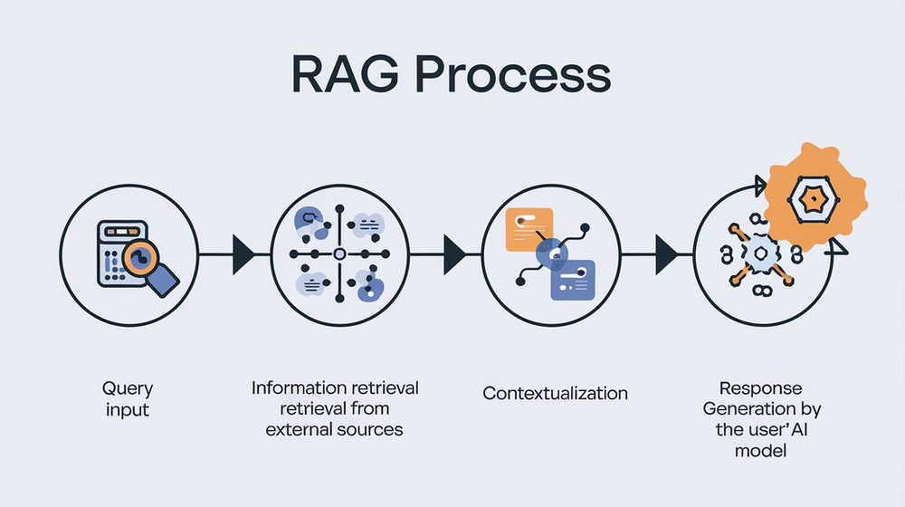 Processo conceitual de RAG em LLMs e IAs