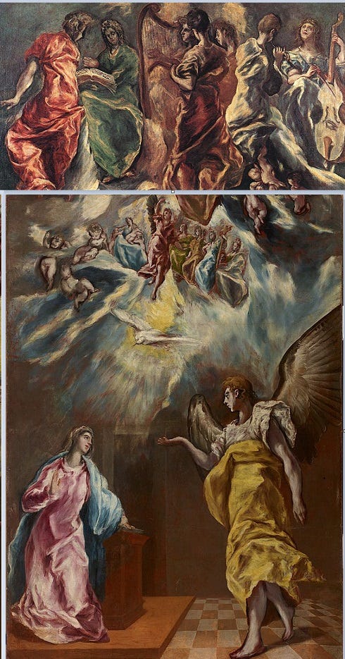 The Annunciation, one of the paintings El Greco left unfinished at his death The Annunciation, one of the paintings El Greco left unfinished at his death