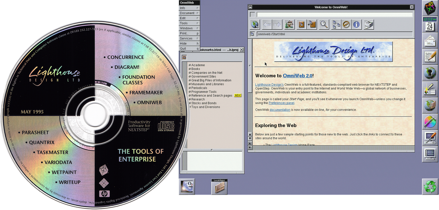 OmniWeb 2.0 runs on NextStep
