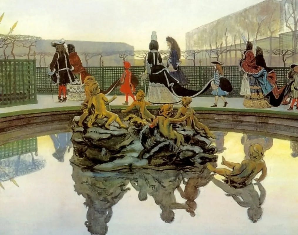 Aleksander Benois
The King’s Walk, 1906
Graphic art.

"You love the past too much to appreciate at l