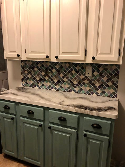Adhesive backsplash that ended up being the hardest part to puzzle together!