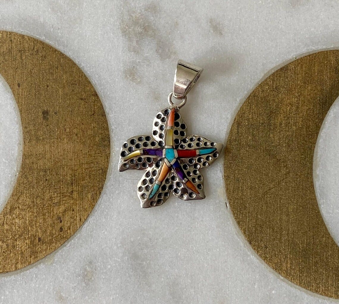 Sterling Silver Multistone Starfish Pendant image 1 Sterling Silver Multistone Starfish Pendant image 1