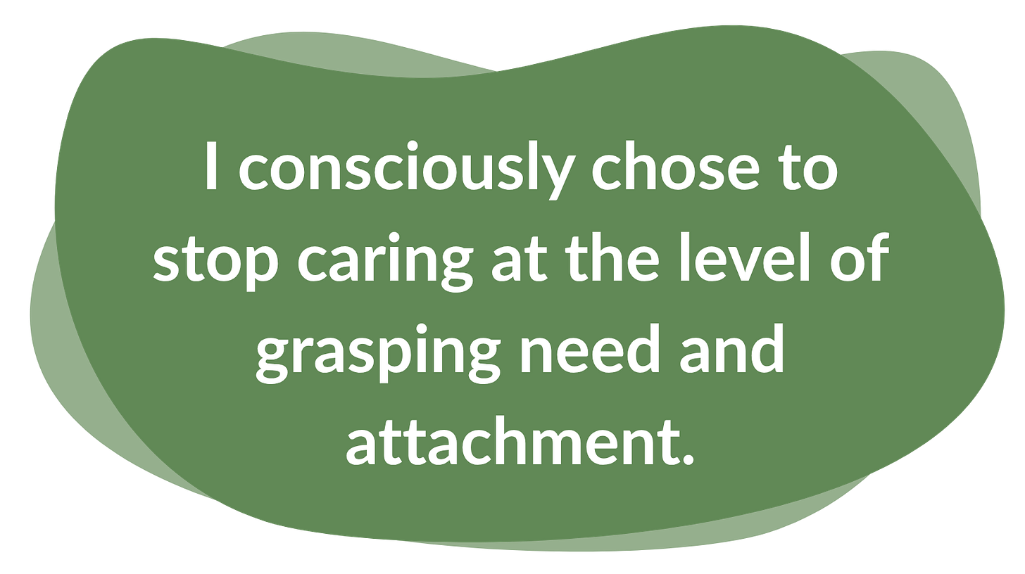 I consciously chose to stop caring at the level of grasping need and attachment.